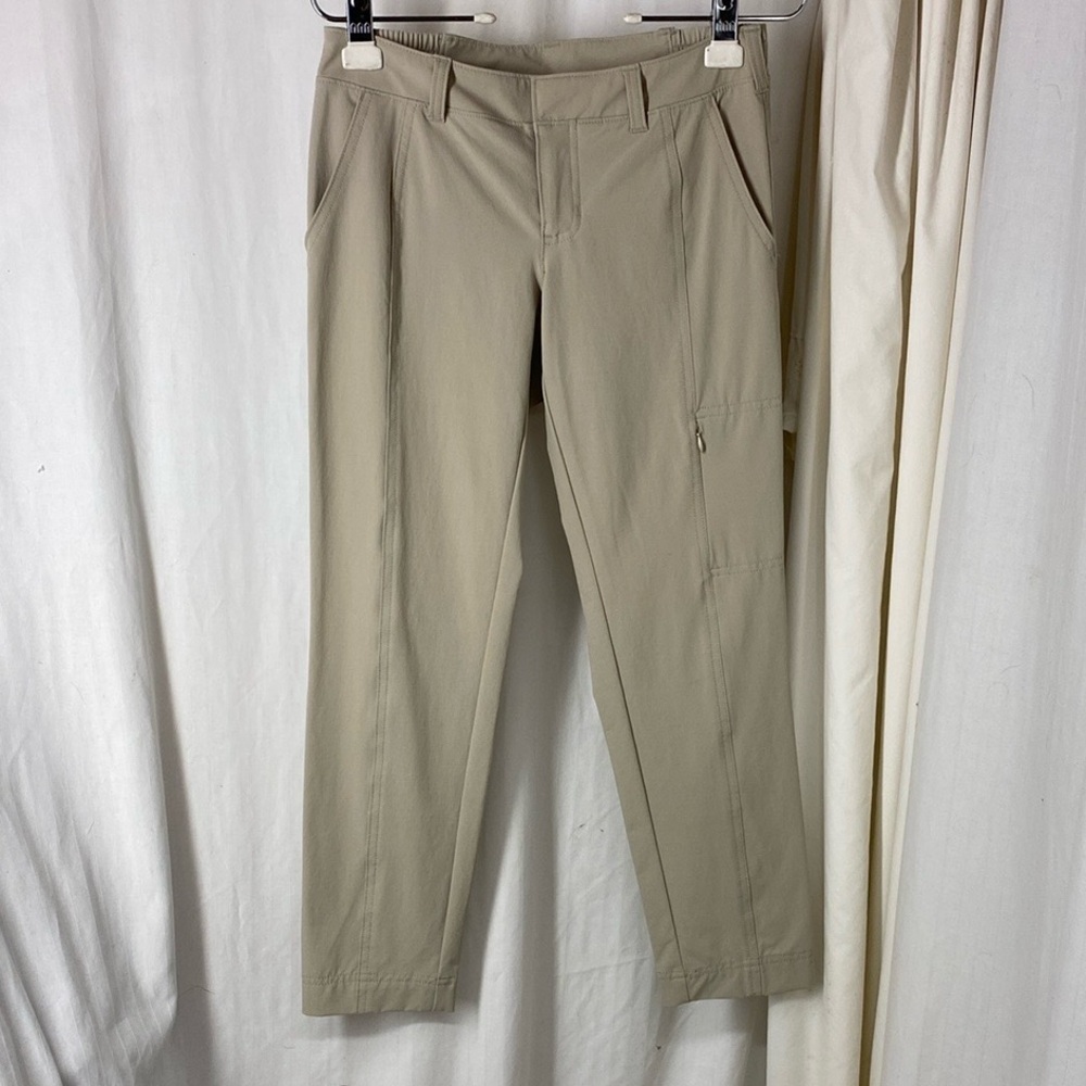 Athleta 2 Palisade Ankle Pants Khaki Tan Pockets Hike Travel